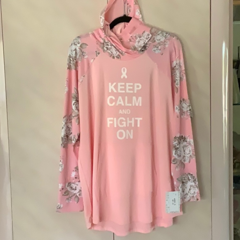 NWT LuLaRoe Keep Calm Fight On Hoodie XL Pink